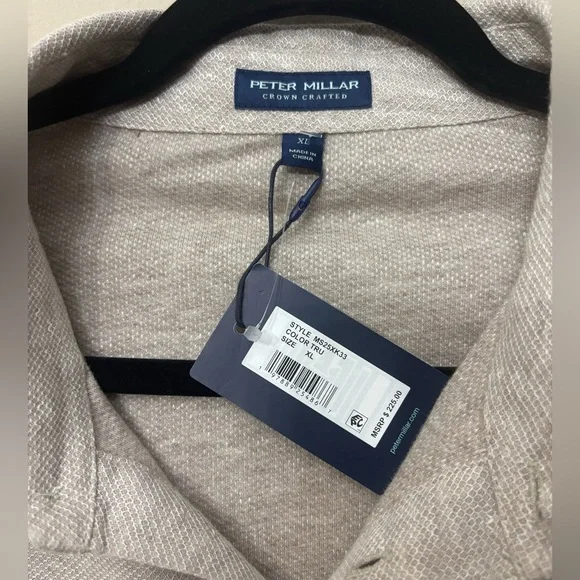 Peter Millar Croxley Long-Sleeve Cotton And linen Polo XL Tailored Fit MSRP $225